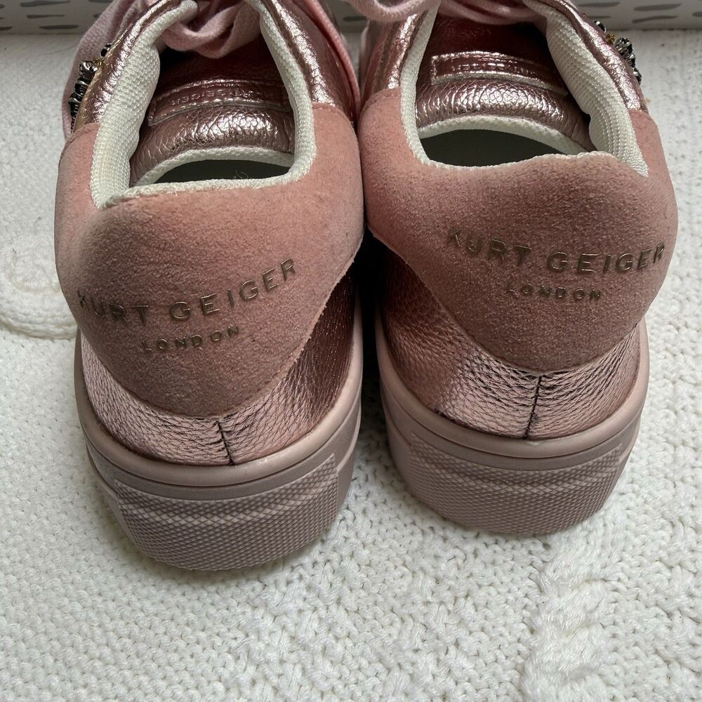 Kurt Geiger London Mini Laney Eye Sneakers Girls Size 3 Pink Lace Up Shoes - Picture 8 of 11
